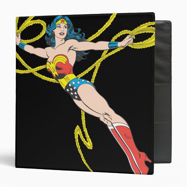 Classeur Wonder Woman tient Lasso 4 (Devant/Intérieur)