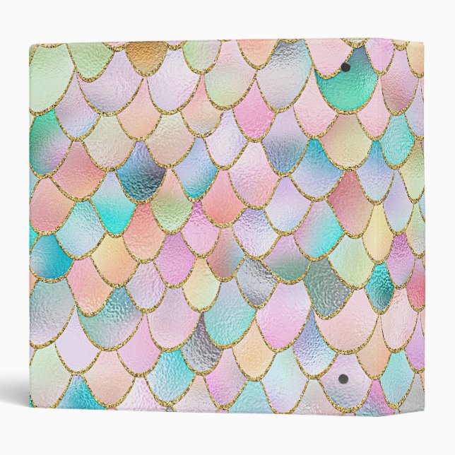 Classeur Wonky Trendy Rainbow Girl Metal Mermaid Scales (Dos/Côté)