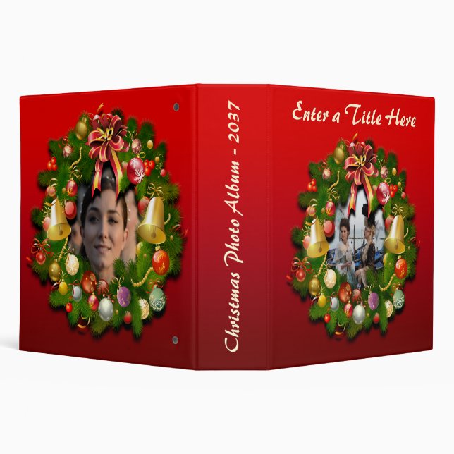 Classeur Wreath de Noël Customisée avec vos photos (Arrière-plan)