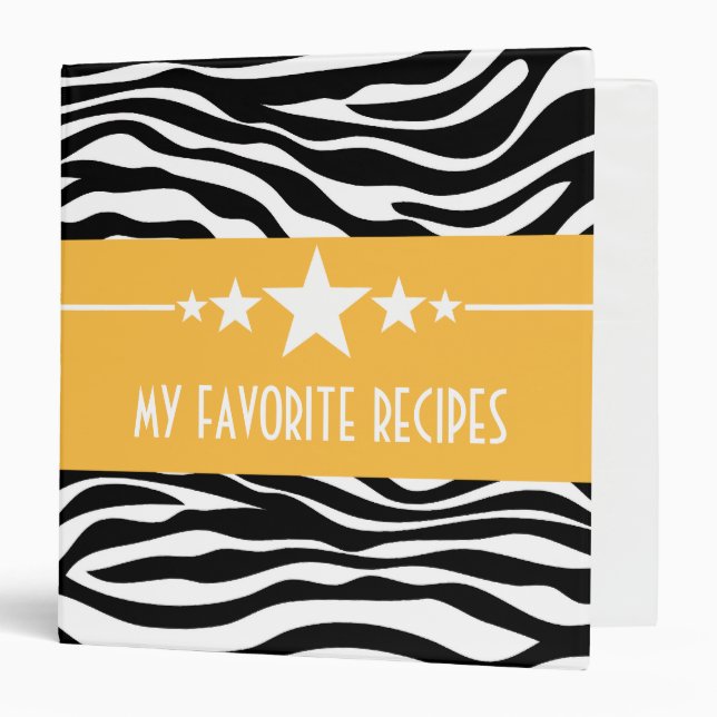 Classeur Yellow Sassy Star Zebra (1,5 pouce) Recette Classe (Devant/Intérieur)