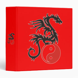 Classeur Yin et Yang Dragon feu rouge