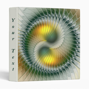 Classeur Yin Yang Vert Jaune Abstrait Fractal Texte Personn