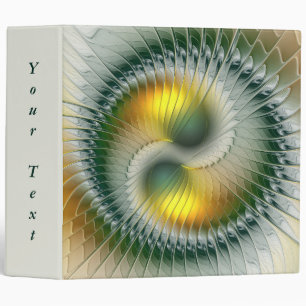 Classeur Yin Yang Vert Jaune Abstrait Fractal Texte Personn