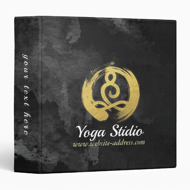 Classeur Yoga Instructor Gold Meditation Posture Symbole Ze (Devant/Côté)