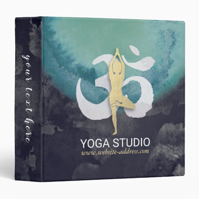 Classeur Yoga Studio Instructor Méditation Pose OM Symbole (Devant/Côté)