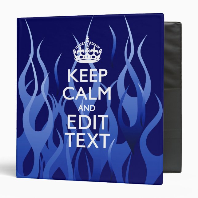 Classeur Your Text on Keep Calm on Navy Blue Racing Flames (Devant/Intérieur)