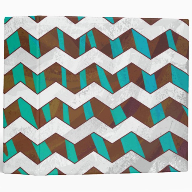 Classeur Zebra Chevron Impression Brown et Turquoise (Devant/Côté)