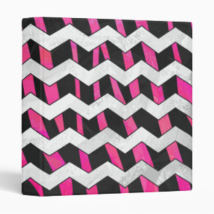 Classeur Zebra Chevron noir et rose chaud
