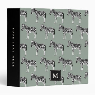 Classeur Zebra Exotic Animal Motif Sage Green Monogramme