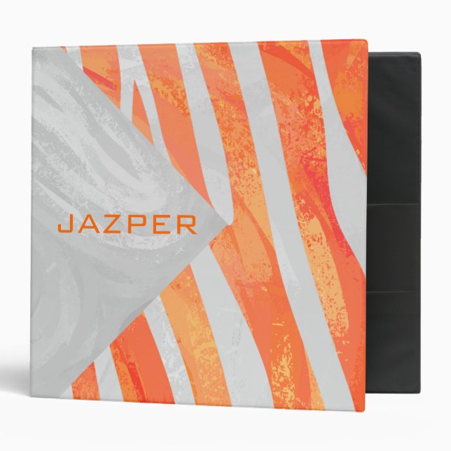 Classeur Zebra Monogram orange et blanc (Devant/intérieur)