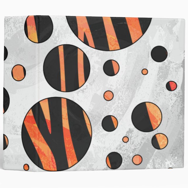 Classeur Zebra Pois noirs et orange (Devant/Côté)