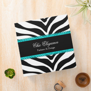 Classeur Zebra Print et dentelle Turquoise 2 pouces