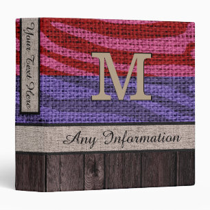 Classeur Zebra Print Motif Burlap Look Wood