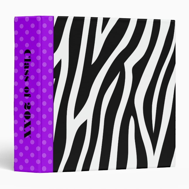 Classeur Zebra Print Purple Polka Dot School (Devant/Côté)