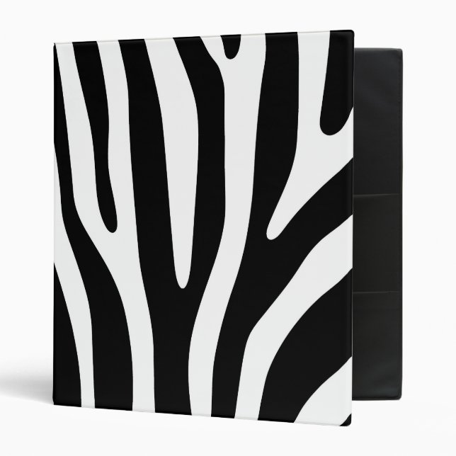 Classeur Zebra rayures motif noir & blanc + vos idées (Devant/intérieur)