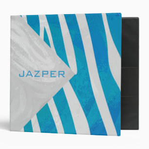 Classeur Zèbre Bleu et Blanc avec Monogramme