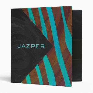 Classeur Zèbre Brown et Turquoise avec Monogramme