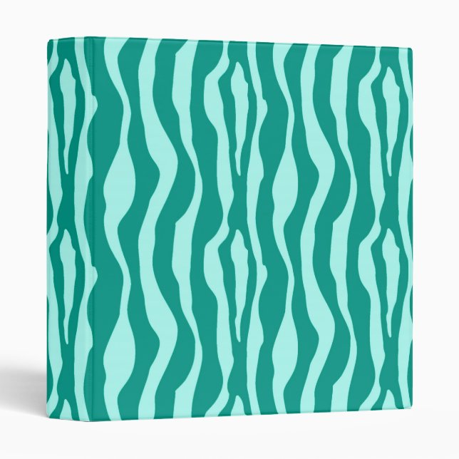 Classeur Zèbre rayures - Turquoise et Aqua (Devant/Côté)