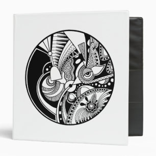 Classeur Zendala abstrait noir et blanc sur le cercle