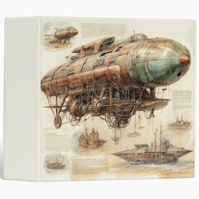 Classeur Zeppelin Steampunk vintage (4) (Devant/Côté)
