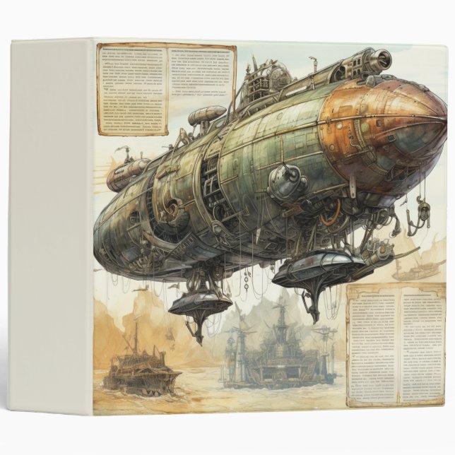 Classeur Zeppelin Steampunk vintage (8) (Devant/Côté)