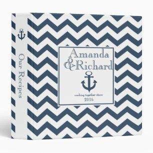 Classeur Zig Zag Nautique Motif Marine Bleu