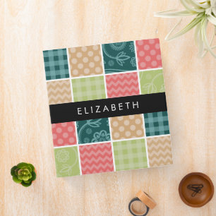 Classeur Zigzag, Chevron, En vichy, Pois, Votre Nom