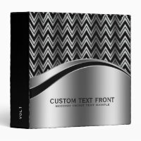 Zigzag Géométrique moderne noir et argent Chevron 