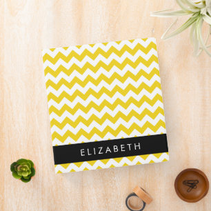 Classeur Zigzag Jaune, Chevron Jaune, Votre Nom