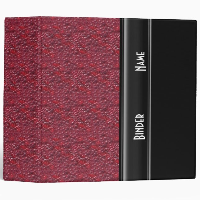 Classeur Zizzago noir cuir rouge (Devant/Côté)