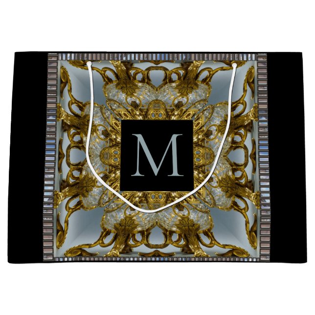 Classeurs Élégant Monogramme Grand Sac Cadeau (Devant)
