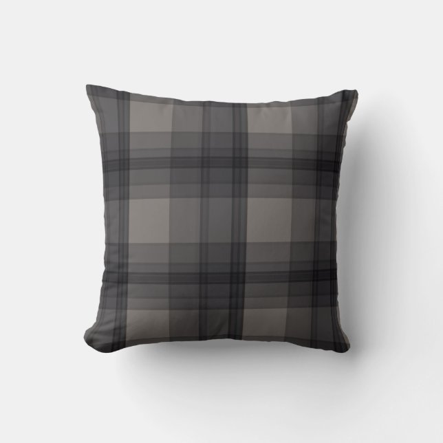 Classi Grey/Black Plaid Throw Pillow (Front)
