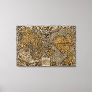Classic 1531 Antique World Map by Oronce Fine Canvas Print