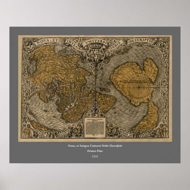 Classic 1531 Antique World Map by Oronce Fine Poster (Front)