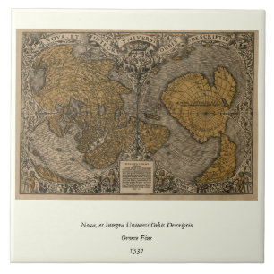 Classic 1531 Antique World Map by Oronce Fine Tile