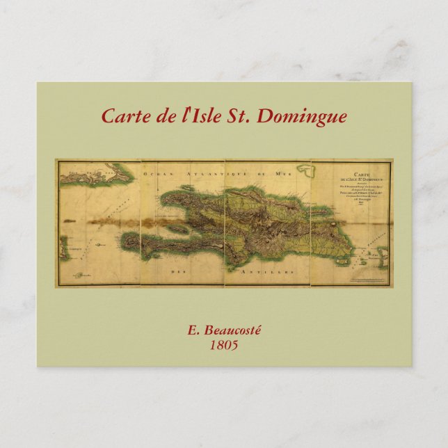 Classic 1805 Antiquarian Map of Hispaniola Postcard (Front)