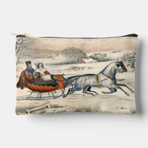 Classic 1853 Sleigh Ride Currier Ives Road Winter Accessory Pouch
