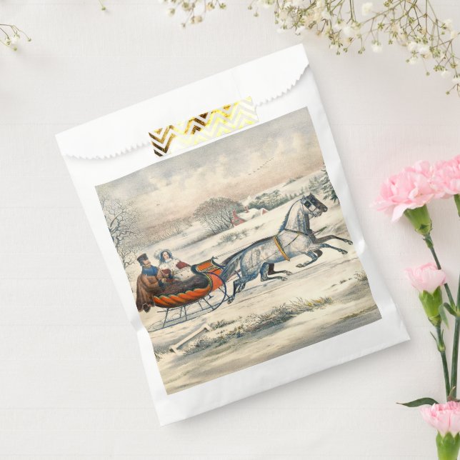 Classic 1853 Sleigh Ride Currier Ives Road Winter Favour Bag (Sealed)