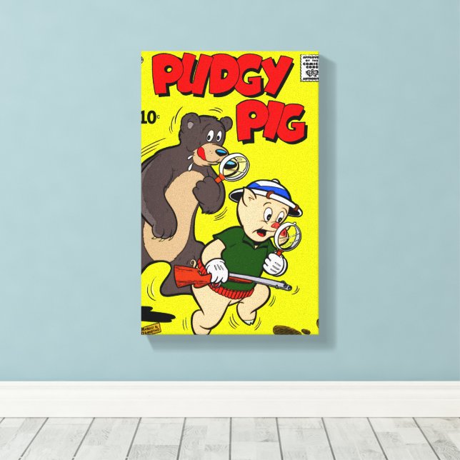 Classic 1940's Pudgy Pig Canvas Print (Insitu(Wood Floor))