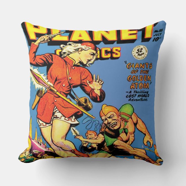 CLASSIC 1940's SCI FI COMICS DESIGN Throw Pillow (Front)