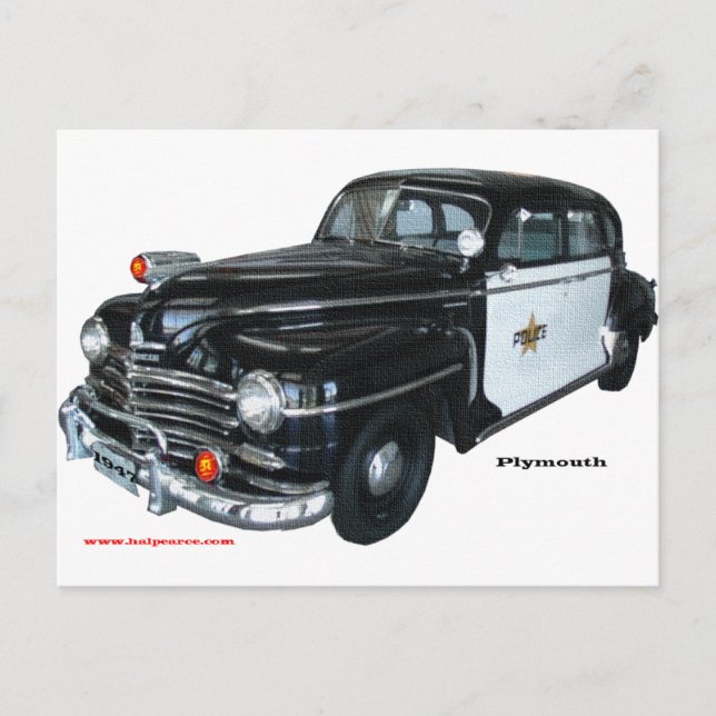 Classic_1947_Plymouth_Police_Car_Texturized Postcard (Front)