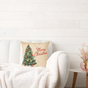 Classic 1950s Merry Christmas Throw Pillow