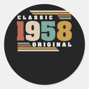 Classic 1958 Original 64th Birthday 64 Year Old Round Sticker