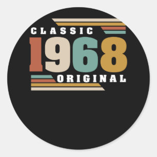 Classic 1968 Original 54th Birthday 54 Year Old Round Sticker