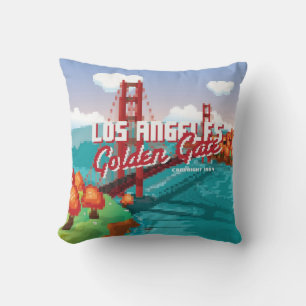 Classic 1980s L.A Golden Gate Video game box art Throw Pillow