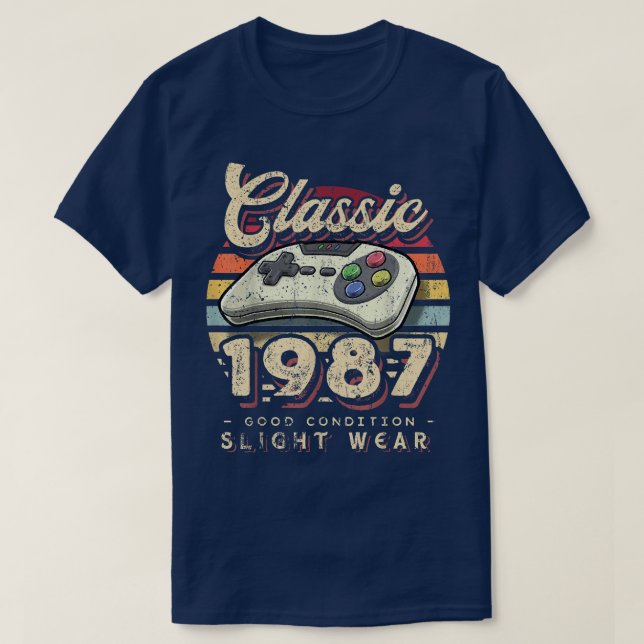 Classic 1987 35th Birthday Retro Video Game Contro T-Shirt (Design Front)