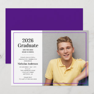 Classic 2023 Graduate Purple Photo Graduation Invitation
