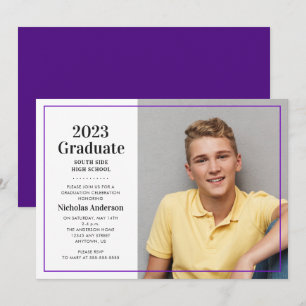Classic 2023 Graduate Purple Photo Graduation Invitation