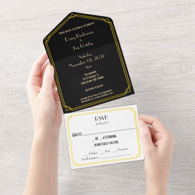 Classic 20's / Gatsby / Art Deco All In One Invitation (Tearaway)