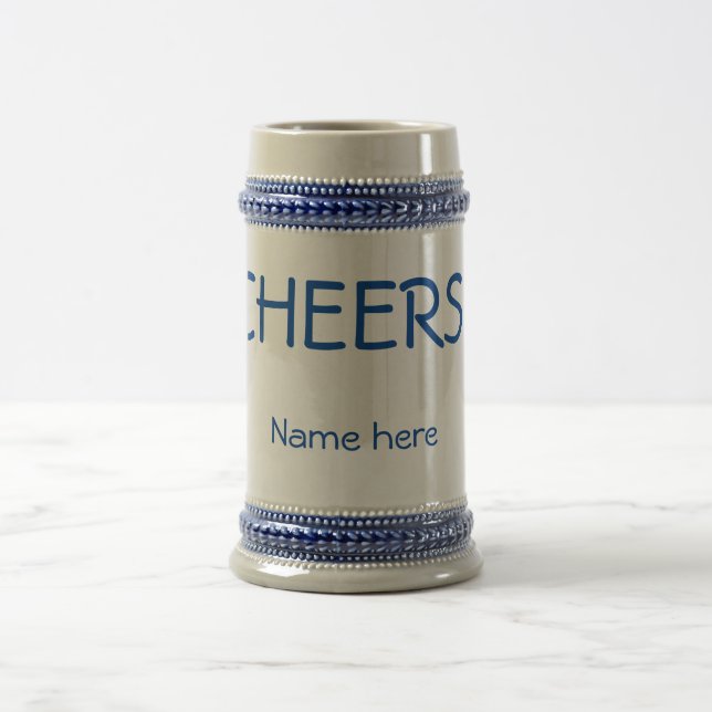 Classic 22 ounce "CHEERS!" beer stein. Customize! Stein (Center)